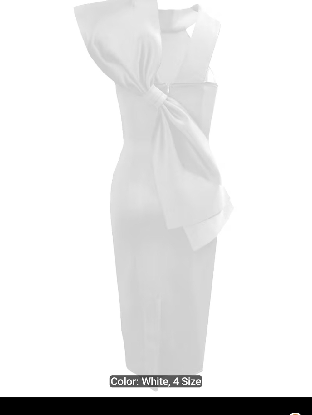 Elegant White One-Shoulder Bow Midi Dress